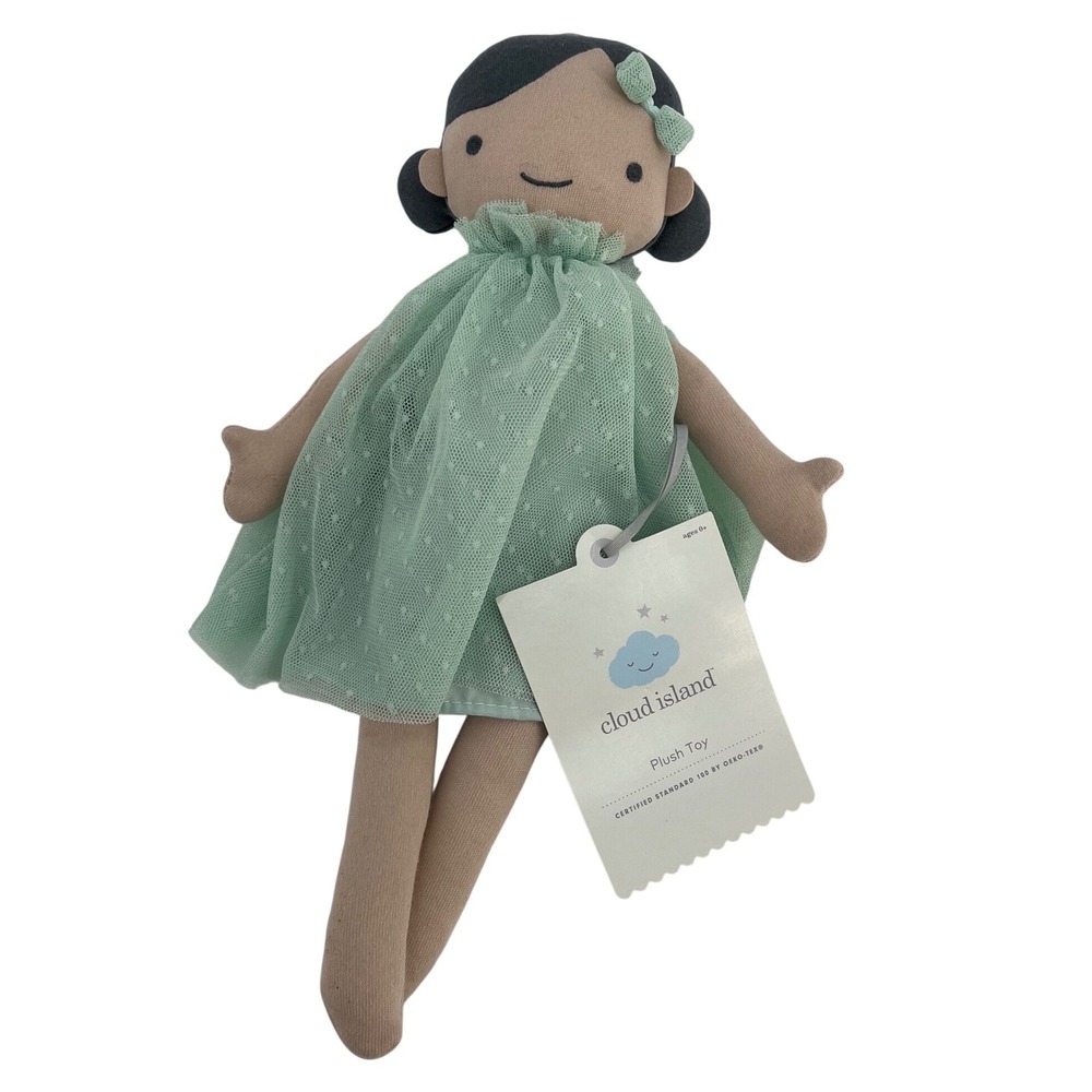 Cloud Island Plush Soft Cloth Baby Doll Mint Green Tulle Dress Lovey Comfort